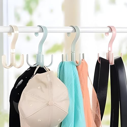 Jialto 4 Pcs Multi-Function 360 Degree Rotatable 4 Claw Hook Closet Hanging Organizer Hangers For Closet Organizer, 360 Degree R