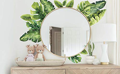 Palm Leaf Wall Stickers - Tropical Leaves Decals - Foliage Monstera Wall Decal - Jungle Theo Leaf Decals - Banana Greenery Vinyl D?or Cling with Gift