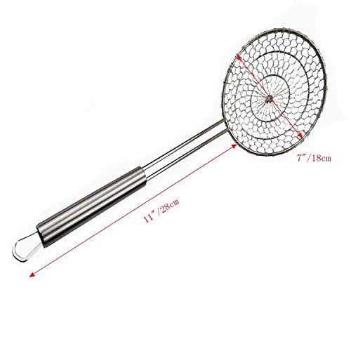 Xingmin Skimmer Spoon Fry Oil Mesh Strainer Spider Stainless Steel Asian Metal Large Fat Fish French Round Slotted Ladle Deep Wi