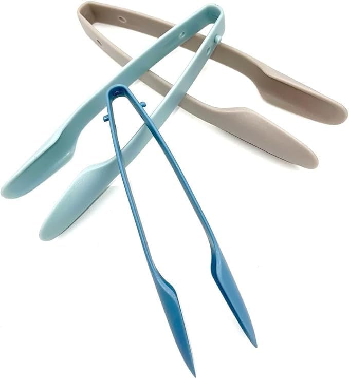 Divik Plastic Tongs For Serving | 3Pcs Set Kitchen Tongs, Soft Touch Plastic Salad Bowl Tongs Silicone Food Pincers For Kitchen,