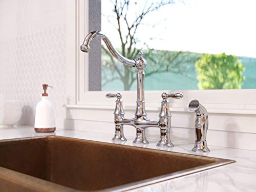 Pfister Courant Kitchen Faucet With Side Sprayer, 2-Handle, High Arc, Polished Chrome Finish, F0314Coc
