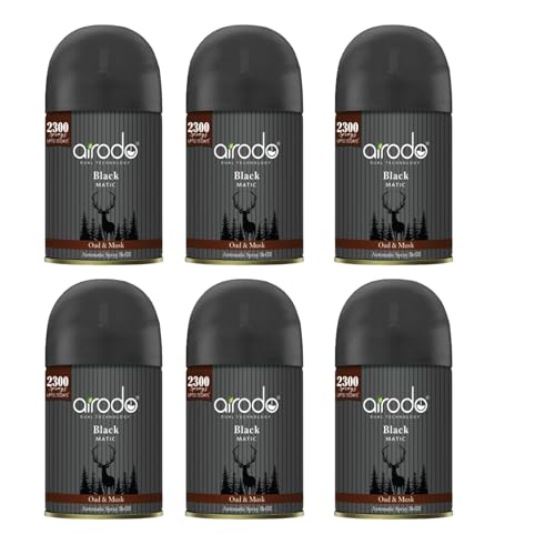 Airodo Black Matic Air Freshner With Dual Technology Oud & Musk With Long Lasting Fragrance 235 Millilitre Booster Upto 75 Days 