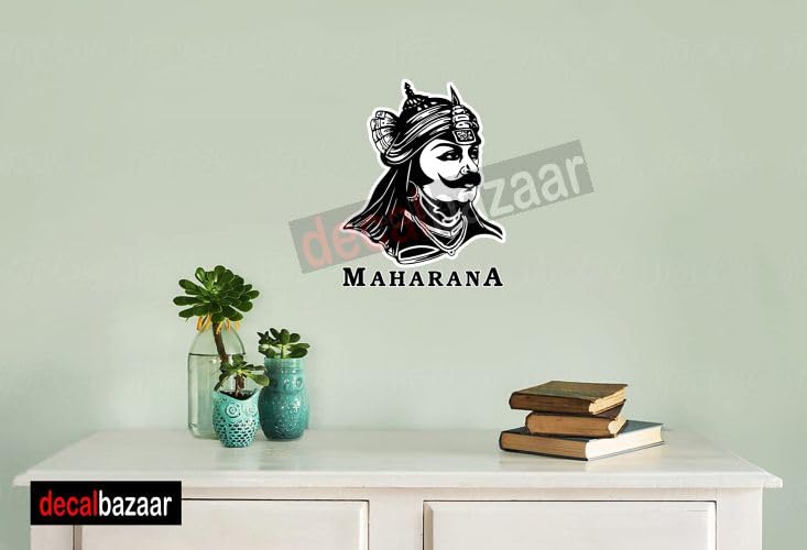 decalbazaar Vinyl Maharana Pratap Singh Glossy Glass Wall Vehicle Sticker, 11 x 8.5 Inches Black