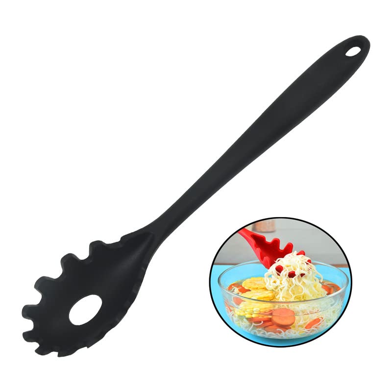 Jxjyzln Spaghetti Spoon Pasta Fork,Silicone Pasta Fork,11.2 Inch Spaghetti Strainer Kitchen High Heat Resistant Noodle Spoon Ser