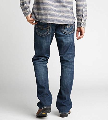 Silver Jeans Co Mens Gordie Loose Fit Straight Leg Jeans, Dark Sandblast, 31W X 32L