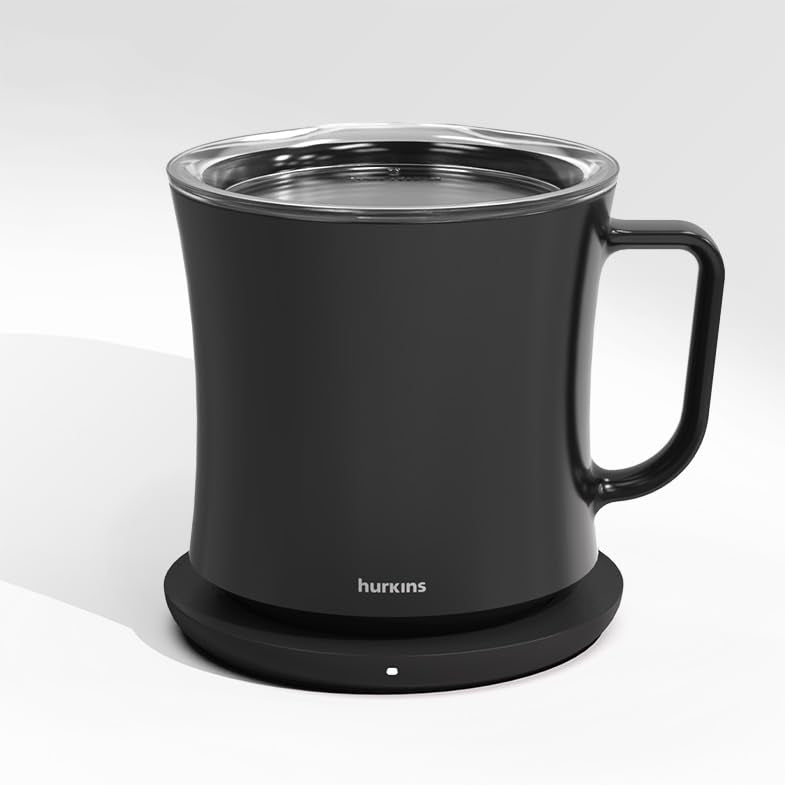 Hurkins Smug, Up To 149? Coffee Mug Warmer & Mug & Pctg Lid Set, Self Heated Cup With Wireless Charging Function, Office/Home Fo