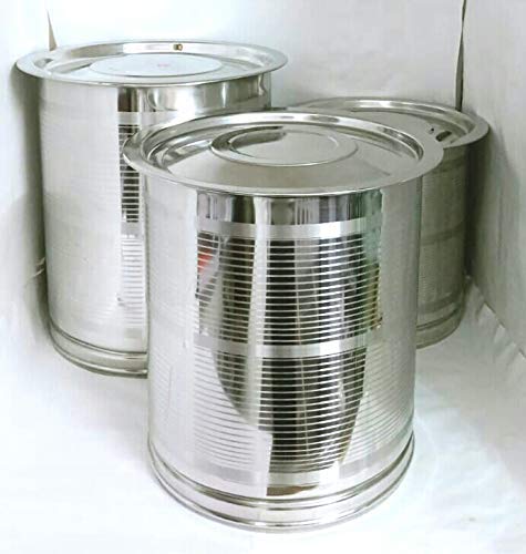 Shree Sai Traders (Rajlaxmi) Stainless Steel Storage Heavy Kothi/Drum/Pawali Set Of 3 Piece With Lid/For Storagegrains/Aata/Wate