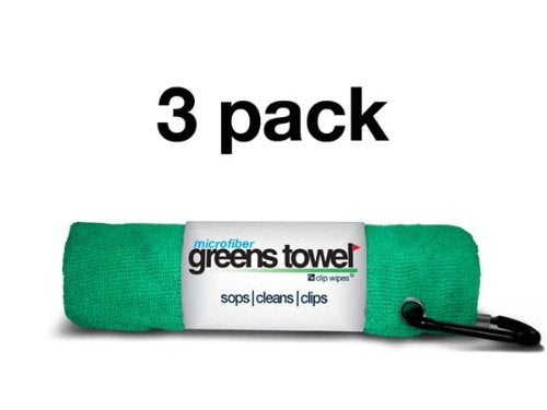 Greens Towel Green 3 Pack Golf Towel Set For Golf Bags With Clip, Plush Microfiber Nap Fabric, 16X16, The Original (Shamrock Gre