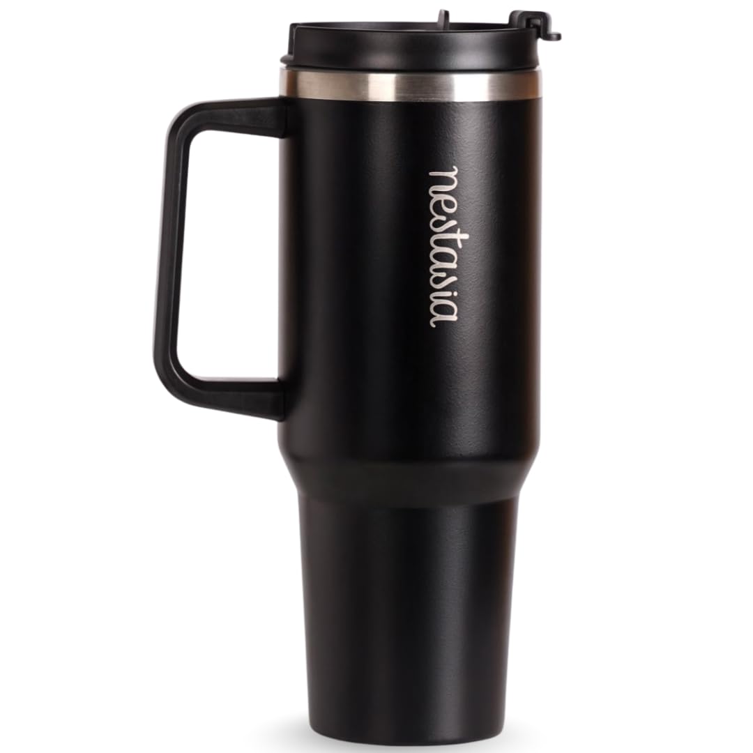 Nestasia Gripsip40 Tumbler With Straw & Side Handle 1.2L | Insulated Stainless Steel Sipper Water Bottle For Adults With Dual Fl