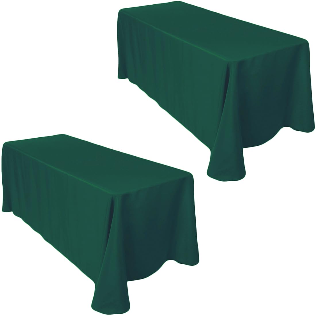 Ltc Linens 2-Pack Hunter Green Rectangular Tablecloths 90 In X 156 In With Rounded Corners - Table Covers For 8 Ft Table With Fl