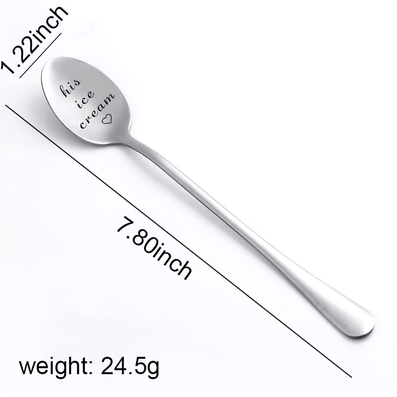His And Hers Ice Cream Spoons Set Of 2 Boyfriend Girlfriend Birthday Valentines Gift For Husband Wife Engraved Spoon For Couples