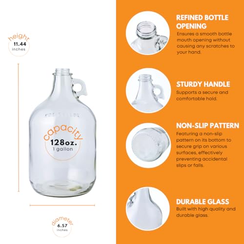 FastRack Glass Fermenter Jug, 1 Gallon, Clear, Model B00KQN9OSK, Perfect for Home Brewing