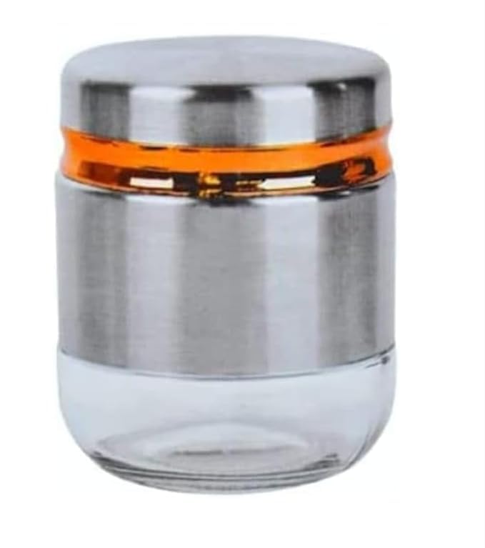 Gretzomall Steel Cover Window Clear Glass Jars For 300 Ml Perfect Kitchen Storage Canister For Cereal,Coffee,Sugar,Tea,Pasta&Bea