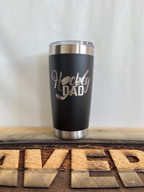 Maverick Advantage Hockey Dad Tumbler - 20 Oz Black Tumbler W/ Sliding Lock Lid - Dad Gift - Hockey Gift