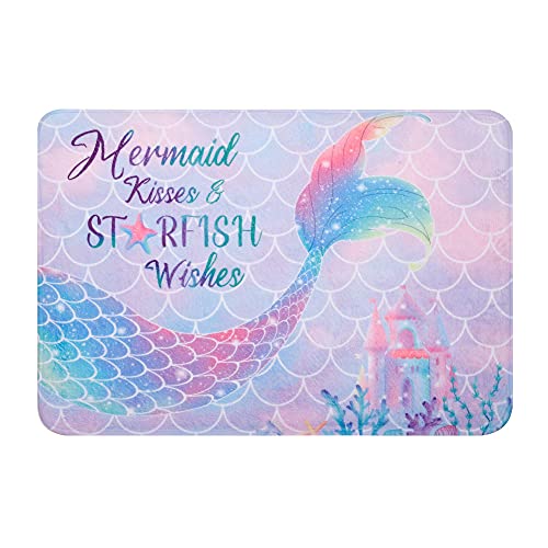 Rosielily Mermaid Bathroom Rug Mat, 24''X16'', Super Soft And Absorbent Shaggy Plush Mermaid Bath Rugs, Thicken, Non Slip, Carpe