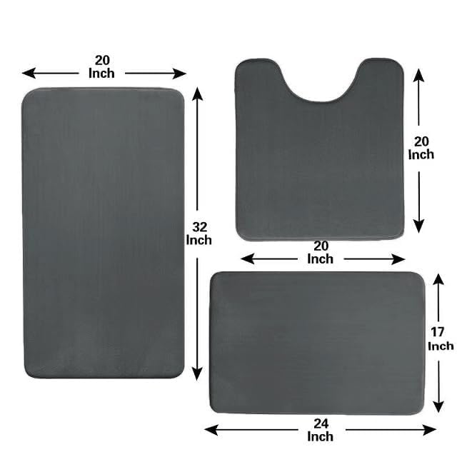 Madeals Memory Foam Bath Mat Set 4 Piece And Toilet Tank Cover Set Combo, Bath Mat Set 3 Piece And Toilet Lid And Tank Cover Set