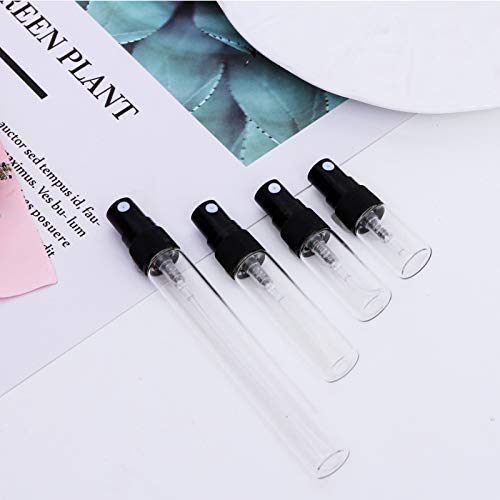 Enslz 2Ml Mini Perfume Mist Spray Bottles Refillable Mini Empty Travel Clear Refillable Atomizer Glass Bottles 30Pcs (2Ml)