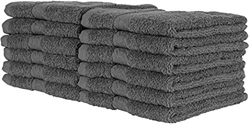 Quba Linen 100% Cotton - Wash Cloth Set - Pack Of 24, Flannel Face Cloths, Highly Absorbent And Soft Feel Fingertip Towels (Gray