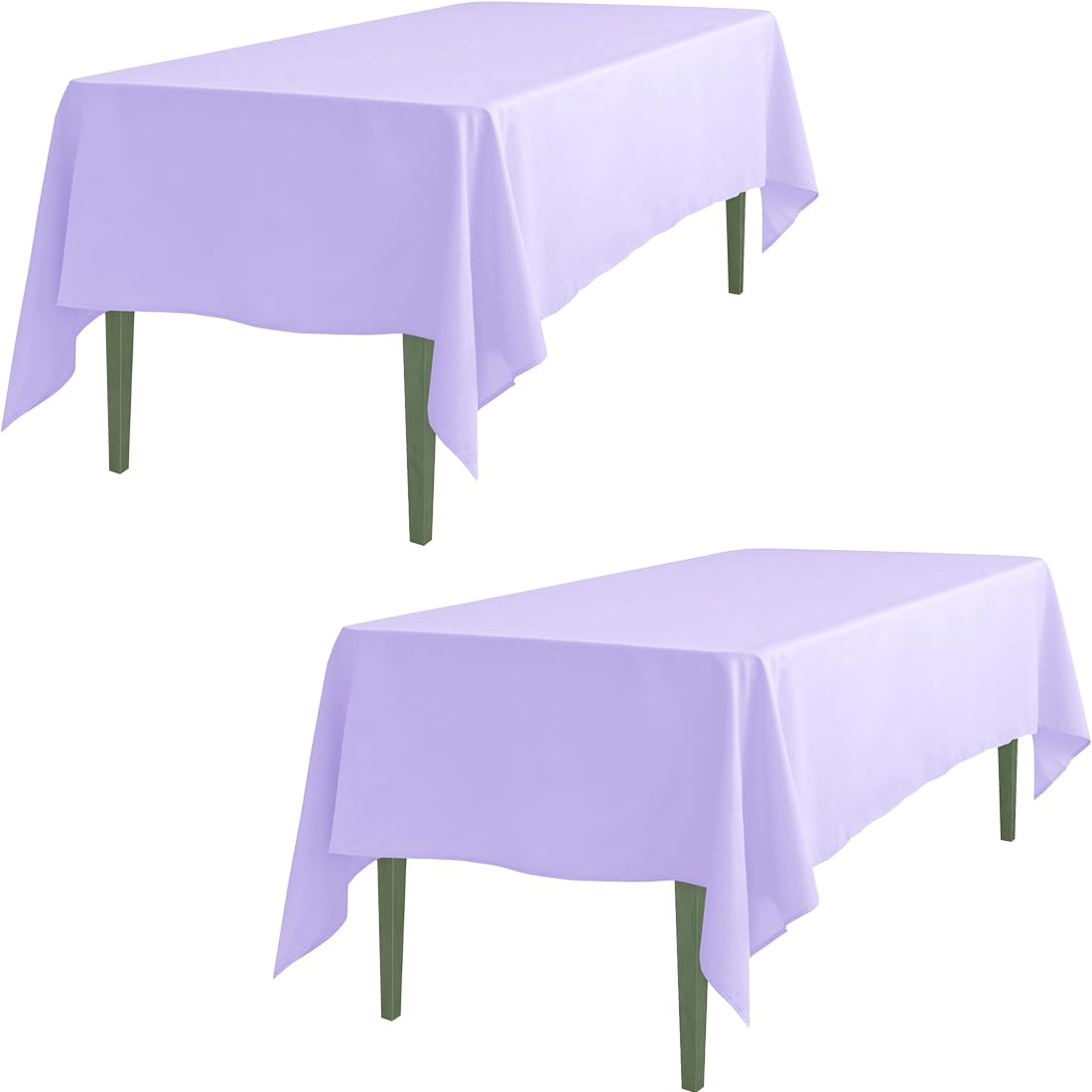 Ltc Linens 2 Pack Lavender Rectangular Tablecloths 60 X 126 Inches For 8 Feet Rectangle Banquet Tables With Half-Drop - Stain An