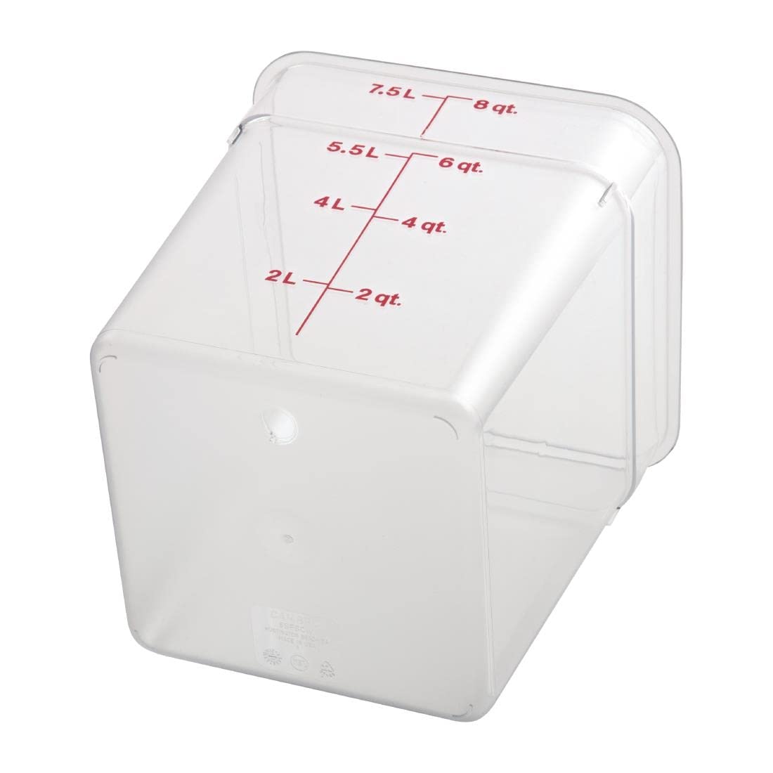 Cambro 8Sfscw Camsquare Food Container 8 Qt. 8-3/8X8-3/8X9-1/8 Clear, 6Ct,Orange/Pink