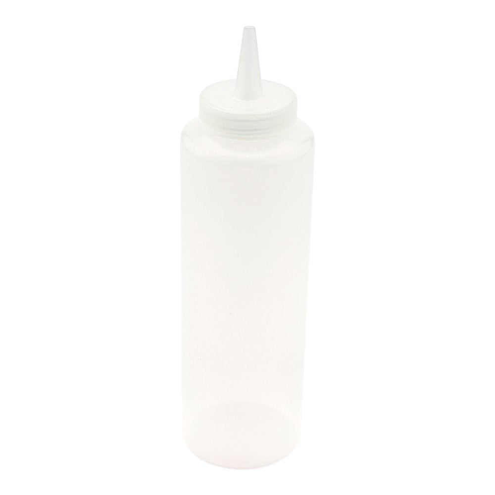 Restaurantware 12 Ounce Squeeze Bottles 6 Refillable Squirt Bottles - Precision Tip Wide Mouth Clear Plastic Sauce Bottles For C