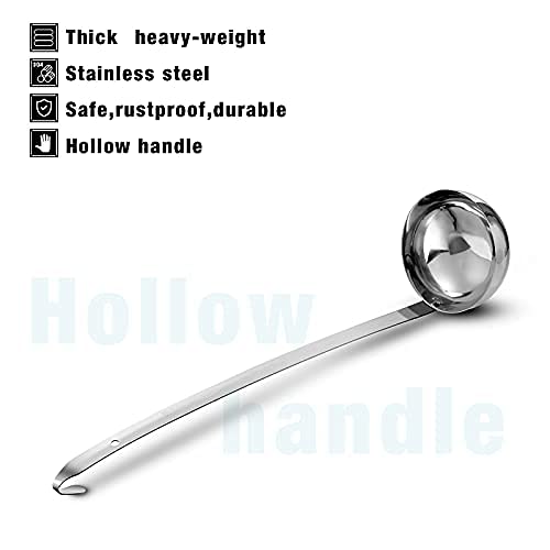 Meekoo 3 Pieces Stainless Steel Ladle Soup Handle Ladle With Pouring Rim For Kitchen Cooking Soup Sauce (8 Oz)