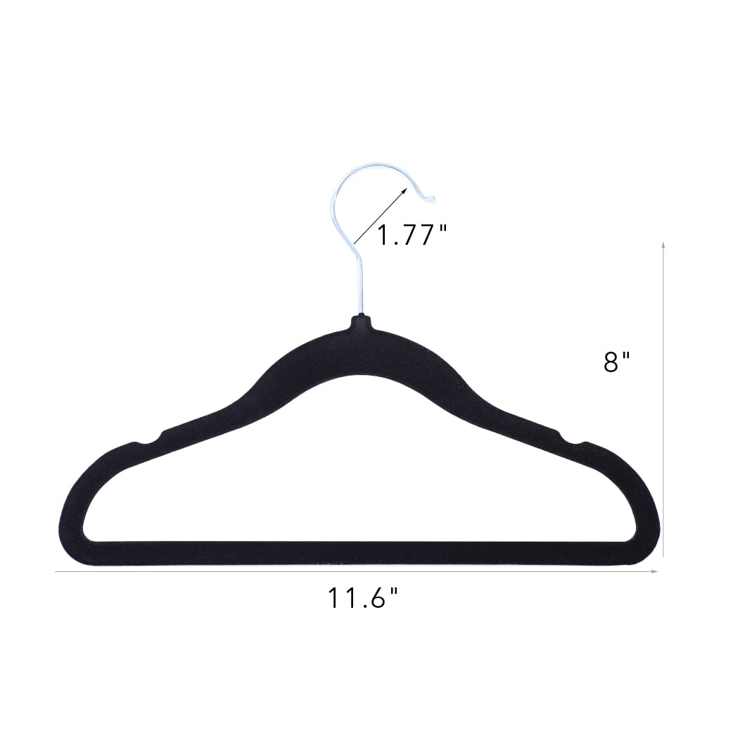 Veeyidd Kids Velvet Clothes Hangers, Non Slip Baby Hangers Black (11.6'' Inch - 40 Pack)