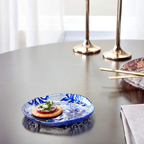 Red Pomegranate Damask Canape Plate Blue Velvet 6.5-Inch