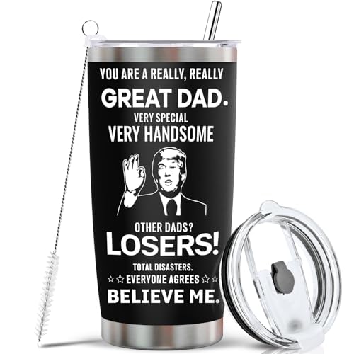 Ulrhpc Stocking Stuffers Gifts for Dad Tumbler - 20oz Stainless Steel Vacuum Tumbler w/Lids/Straws/Brush Funny Birthday Gifts fo