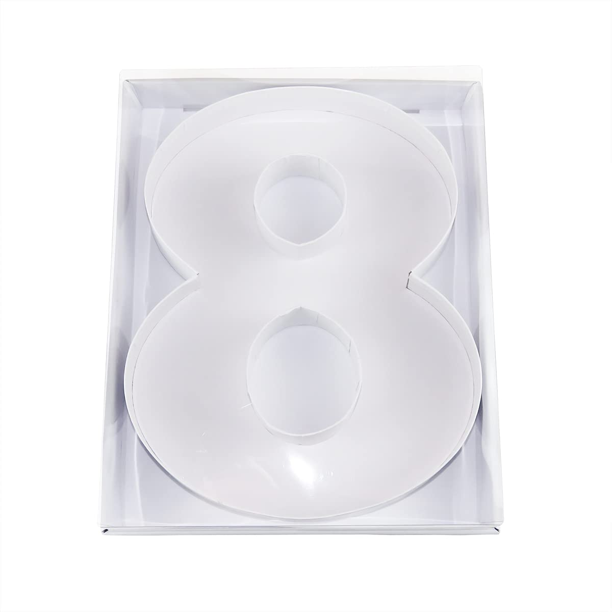WENPACK 12 Fillable Cardboard Number Shaped Box With Clear Lid Birthday Treat (White, 8)