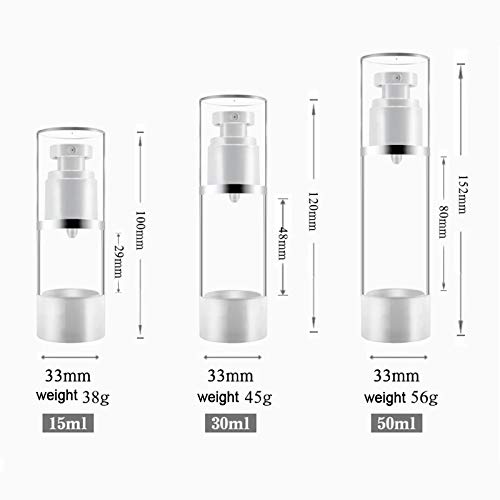 Clear Airless Cosmetic Cream Pump,Empty Plastic Travel Lotion Dispenser Airless Pump Vacuum Container For Shampoo,Liquid Foundat