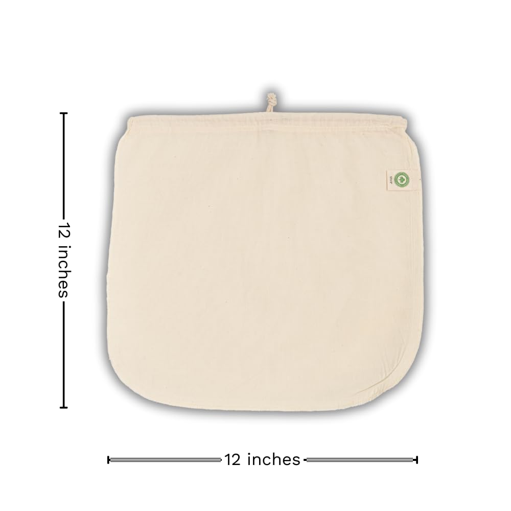 Reusable Jelly Strainer Bags - 100% Organic Cotton Juice Strainer Bags - Large  Reusable  Washable  and Biodegradable Kefir  Kava  Pulp & Yogurt Strainer Bags (3 Medium - 6''x8'')