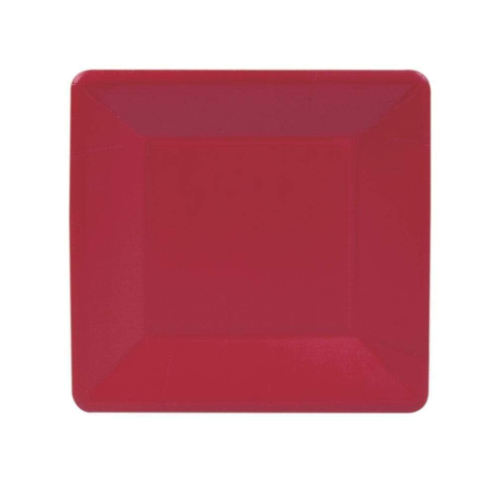 Entertaining With Caspari Grosgrain Paper Salad/Dessert Plates, Red, Pack Of 8, 1 Ea (6014Sp)