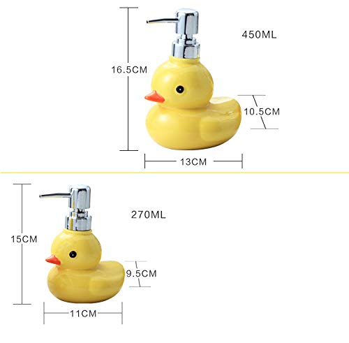 123Arts Ceramics Duck Soap Dispenser With Stainless Pump Soap Bottle Or Lotion Bottle