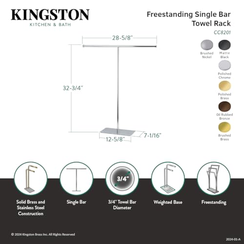 Kingston Brass Cc8200 Claremont Freestanding T-Shape Towel Rack, Matte Black