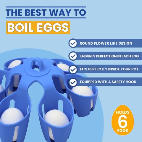 Theeggdropper Silicone Egg Boiling Gadget, Cooks 6 Eggs At A Time, Dishwasher Safe, Hard Boiled Egg Holder, Makes Hard Or Soft B