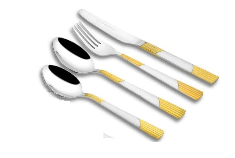 Homeprivilez Luna 24 Karat Like Gold Plated Cutlery Set  24Pcs | Or | Ramya Masala Box/Spice Box/Storage/Organiser For Kitchen,