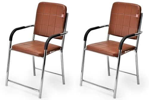 Ratison Office Chair With Arm Rest Chair With Steel Frame And Cushioned Seat Back, Chair Without Wheels Holds Up To 110 Kg Heavy