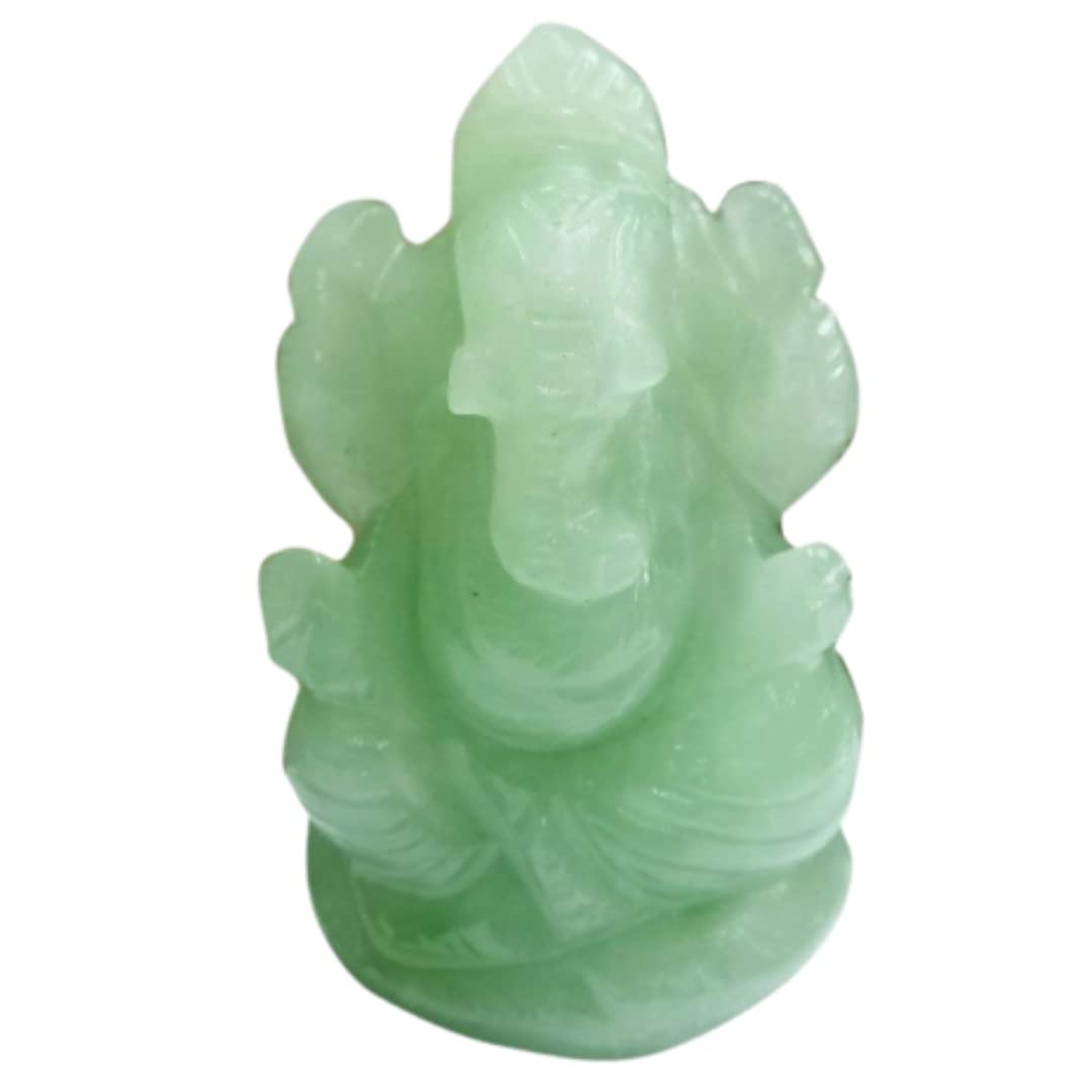 Crystal Divine Green Aventurine Crystal Pocket Ganesha Idol for Home Decor Items & Decorative Items Lord Ganesha Figurine Vastu