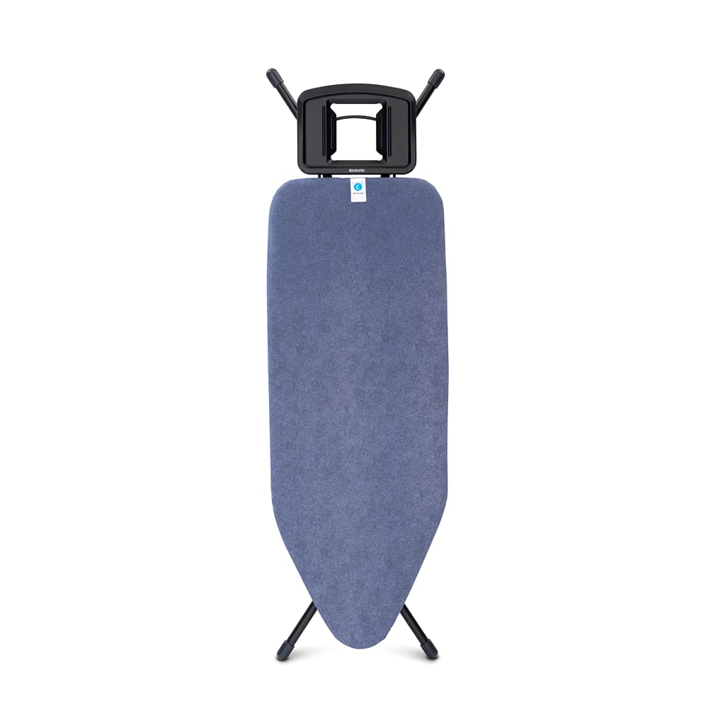 Brabantia Size C Ironing Board (49X18 In) 7 Height Options, Solid Steam Iron Rest Holder (Denim Blue) Non-Slip Feet, Anti-Collap