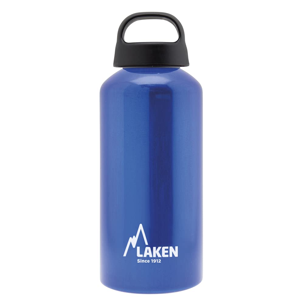 Laken Classic Aluminum Water Bottle, Wide Mouth with Screw Cap and Loop, BPA Free, Made in Spain, 20oz, Blue