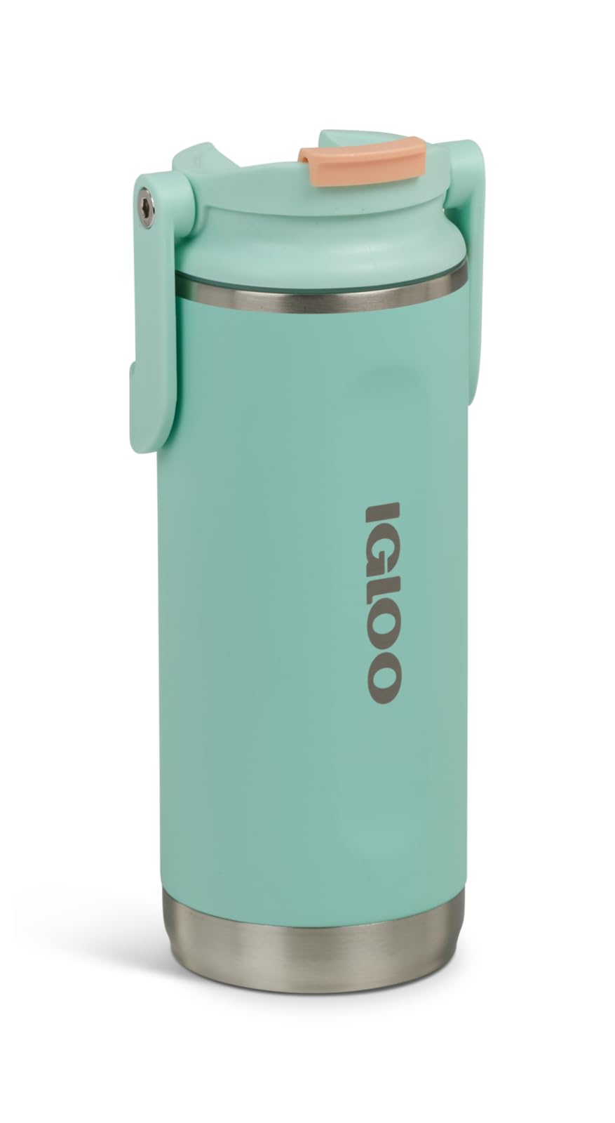 Igloo, 16 oz FlipNSip Tumbler, Reusable Travel Mug, Stainless Steel Insulated Hydration Cup for Hot & Cold Beverages, Seafoam
