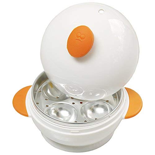 MSC International 4 Boiler Joie Big Boiley Microwave Egg Cooker  A  White with Orange Handles