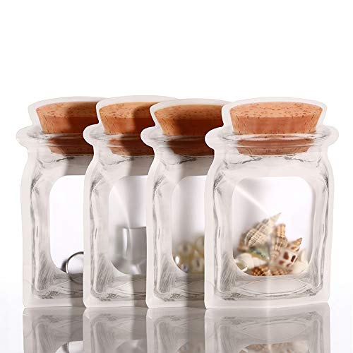 20Pcs Stand Up Clear Front Cork Mason Jar Pattern Zipper Bag Plastic Ziplock Pouch Portable Bottle Shape Food Preservation Smell