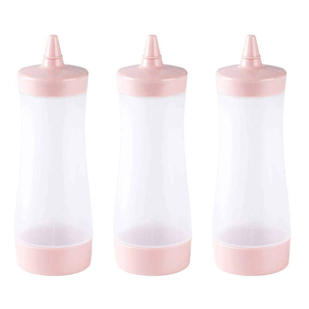 Upkoch 3Pcs Plastic Condiment Squeeze Bottles Dressing Squirt Bottles Ketchup Bottles With Cap Lids Dispensers For Mustard Sauce