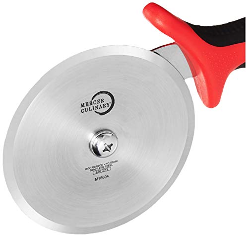 Mercer Culinary Millennia Pizza Cutter With Red Handle, 4 Inch Wheel, Stainless Steel