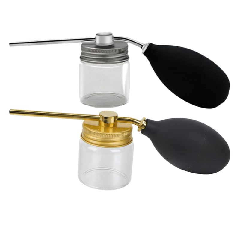 FRCOLOR 2 pack Refillable Powder Spray Bottles for Hair Fibers Precision Nozzle Powder Bottle Dispenser with Transparent Silicon
