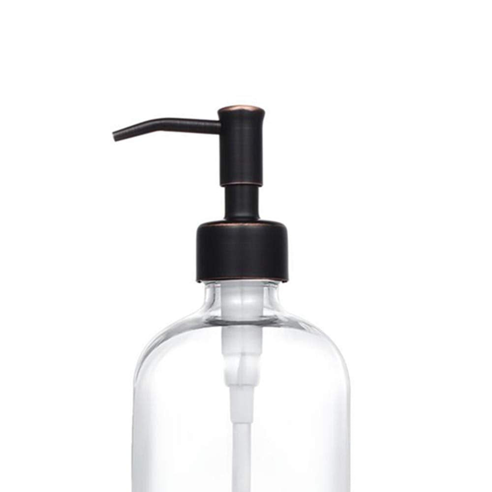 2 Pack Thick Clear Glass Pint Jar Soap Dispenser With Oil Rubbed Bronze Stainless Steel Pump, 16Ounce Clear Boston Round Bottles