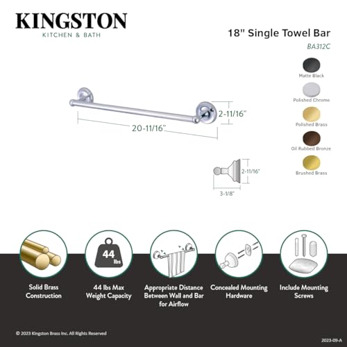 Kingston Brass BA312C Classic 18'' Towel Bar  Polished Chrome