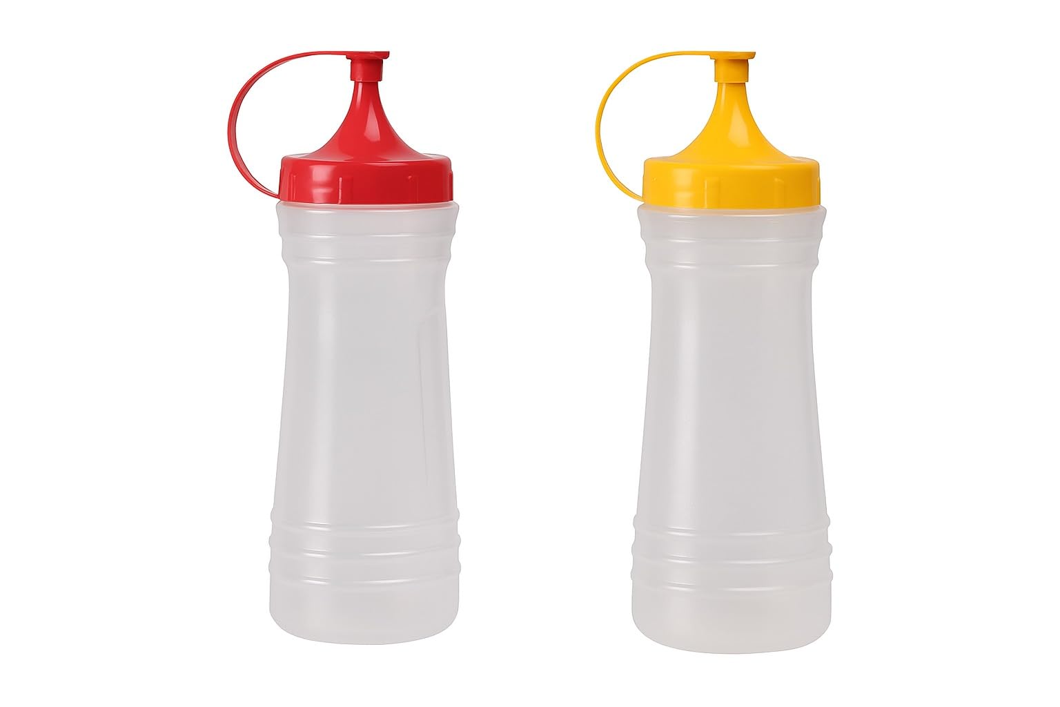 17 oz Squeeze Condiment Bottle Set - 2-Pack Mustard & Ketchup Dispensers by Dependable Industries - Snap Top, BPA-Free, Leak-Pro